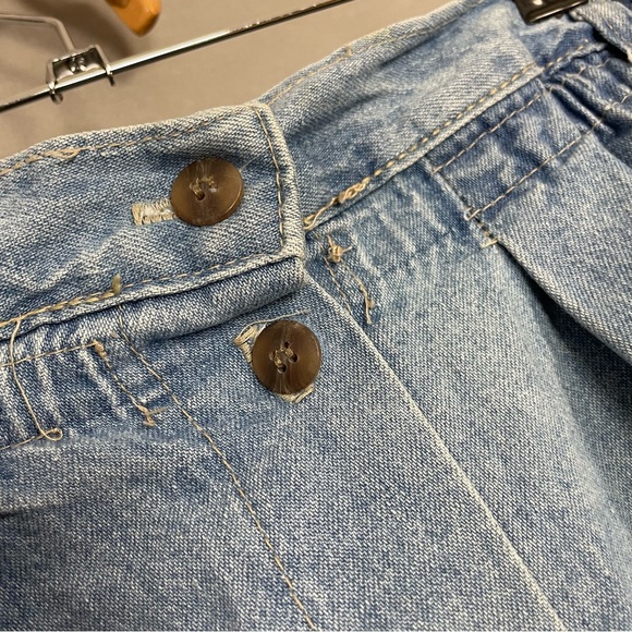 Vintage Denim Skirt Women Plus Size Elastic Waistband FLAWS Faded Blue Midi Jean - Picture 8 of 16